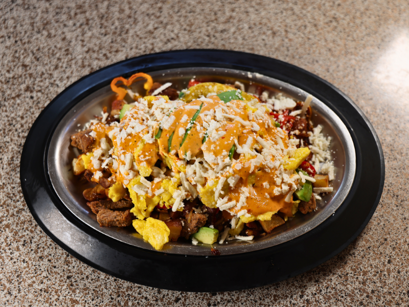 Sweet peppers, onions, queso fresco, chipotle aioli & avocado.